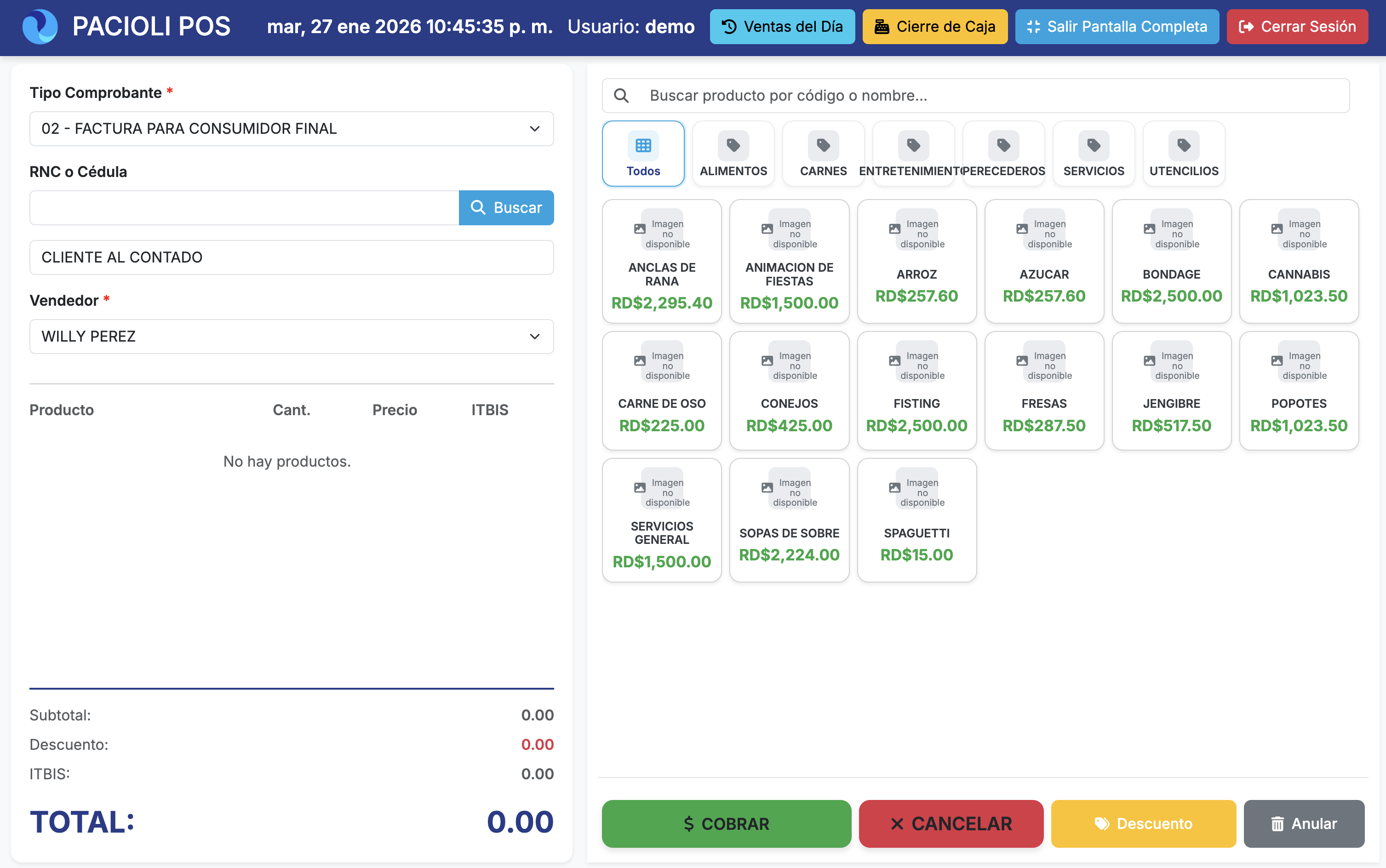 Punto de Venta POS de Pacioli ERP - Facturación rápida